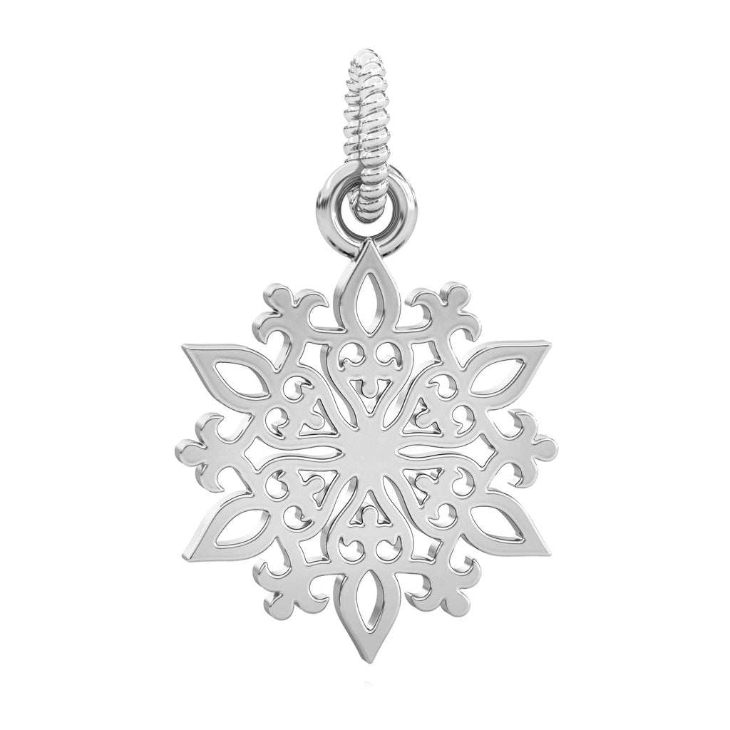 Bella Fascini Christmas Winter Snowflake Silver Charm Bead Fit Pandora