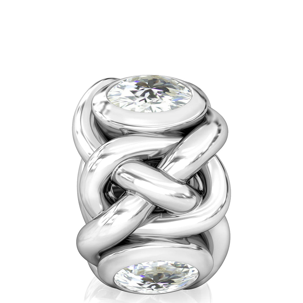 Celtic Knot Braid CZ Lights Bead Charm - Clear White - Bella Fascini fits Pandora