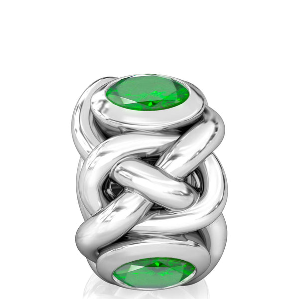 Celtic Knot Braid CZ Lights Bead Charm - Emerald Green - Bella Fascini fits Pandora
