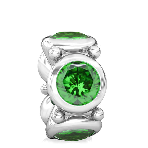 Round CZ Lights Bead Charm - Emerald Green - Bella Fascini fits Pandora