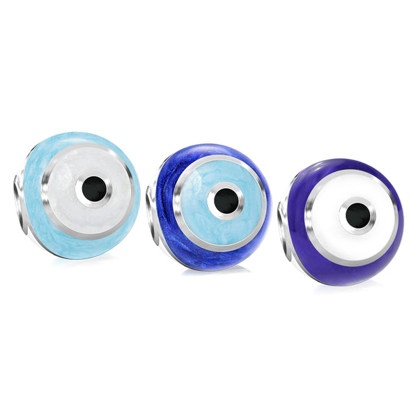 Evil Eye of Protection Symbol Luxe Color™ Enamel Bead Charm - Traditional Eye Blue - Bella Fascini fits Pandora