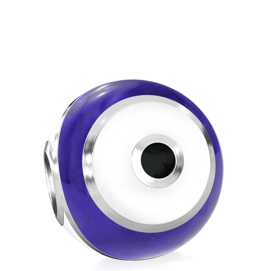 Evil Eye of Protection Symbol Luxe Color™ Enamel Bead Charm - Traditional Eye Blue - Bella Fascini fits Pandora
