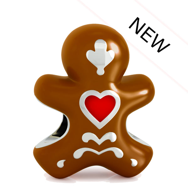 Gingerbread Man Bead Charm - Brown Pearlescent