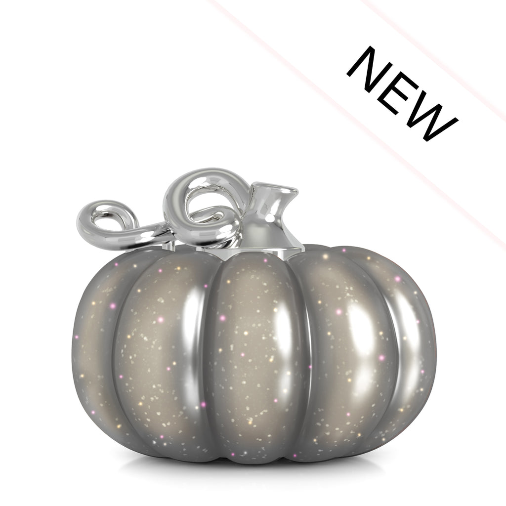 Fall Harvest Bead Charm - Gourd Pumpkin - Gray Sparkle