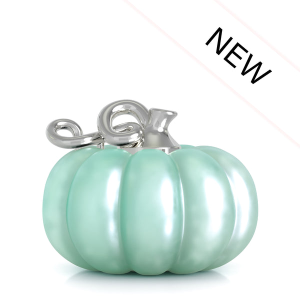 Fall Harvest Bead Charm - Gourd Pumpkin - Green Sparkle