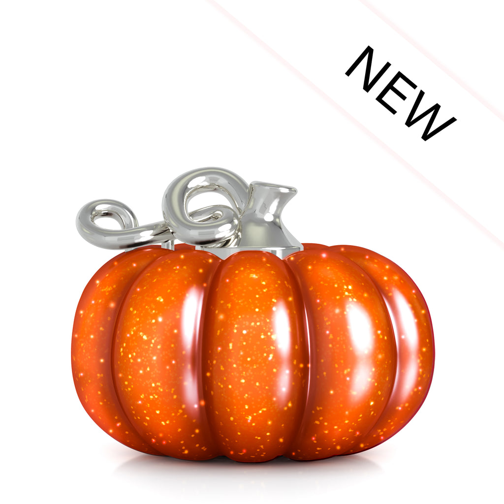 Fall Harvest Bead Charm - Gourd Pumpkin - Dark Orange Sparkle