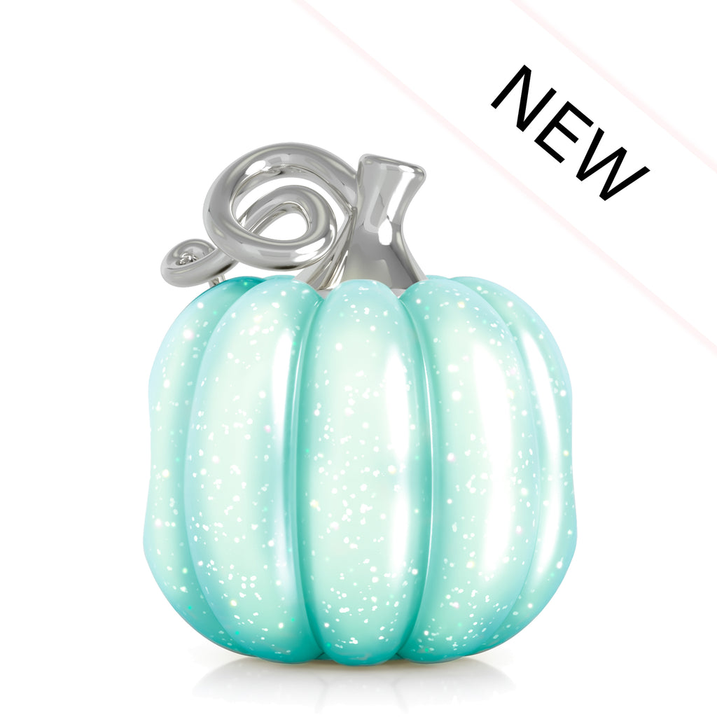 Fall Harvest Bead Charm - Gourd Pumpkin - Green Sparkle