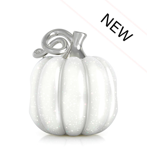 Fall Harvest Bead Charm - Gourd Pumpkin - White Sparkle