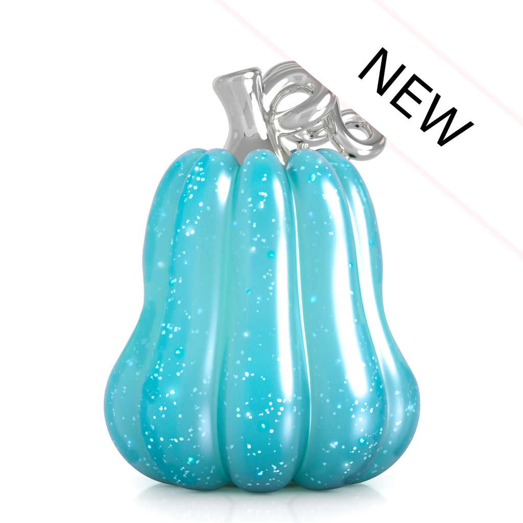 Fall Harvest Bead Charm - Gourd Pumpkin - Turquoise Sparkle