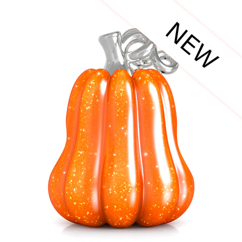 Fall Harvest Bead Charm - Gourd Pumpkin - Orange Sparkle
