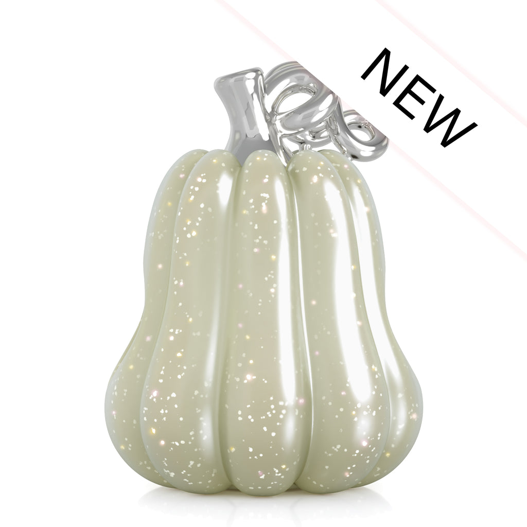 Fall Harvest Bead Charm - Gourd Pumpkin - Cream Sparkle