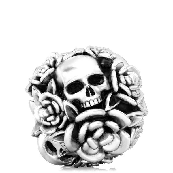 Dia de los Muertos Bead Charm -  Skull Rose Flower Bouquet - Bella Fascini fits Pandora