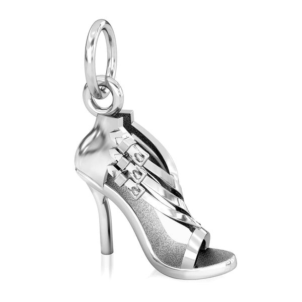 High Heel Designer Shoe Bead Charm Dangle - Strappy Buckle Stiletto - Bella Fascini fits Pandora