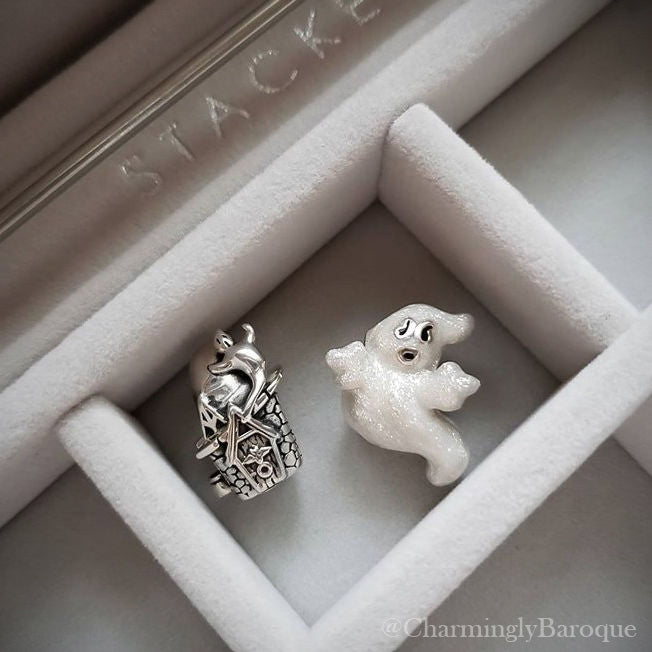 Halloween Haunting Ghost Luxe Color™ Enamel Bead Charm - Sparkly Boo