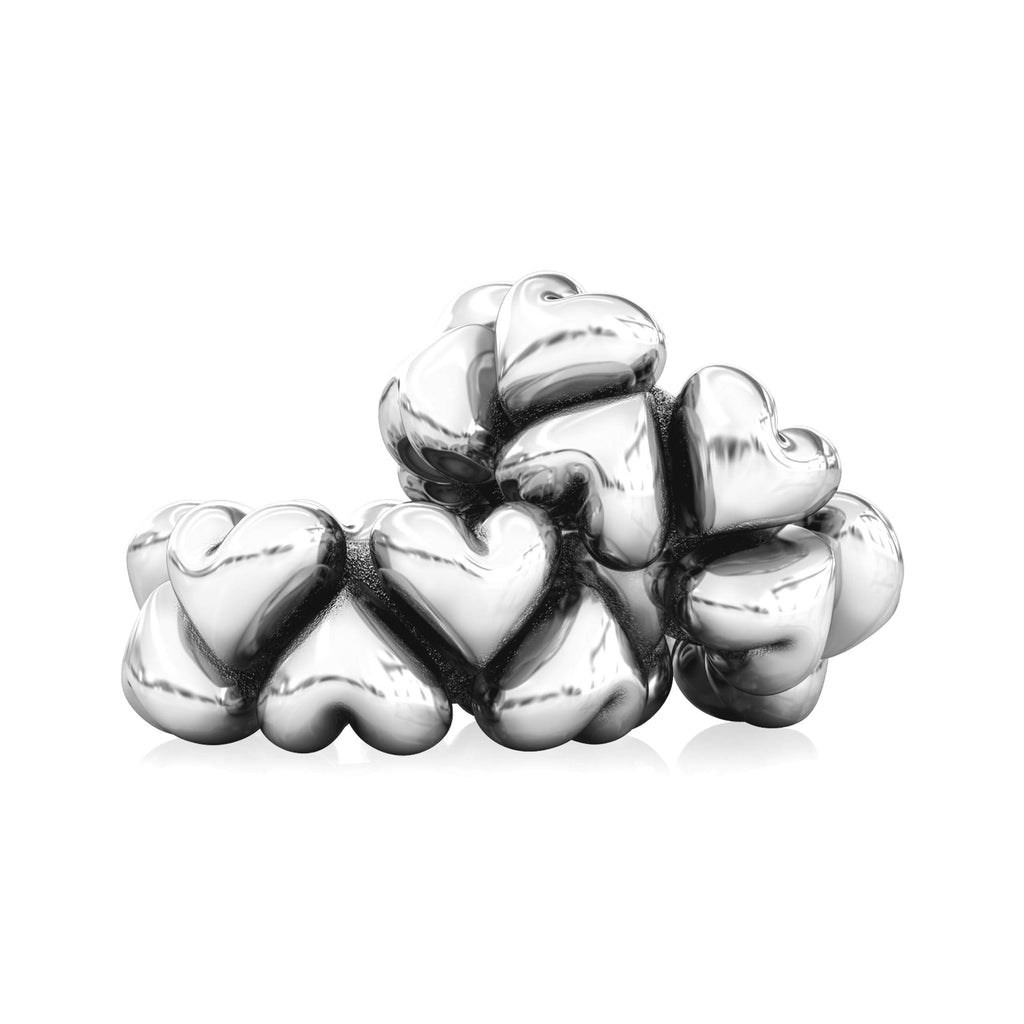 Spacer Bead Charm - Puffed Hearts - Bella Fascini fits Pandora