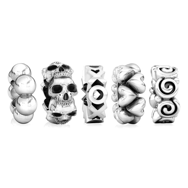 Spacer Bead Charm - Puffed Hearts - Bella Fascini fits Pandora