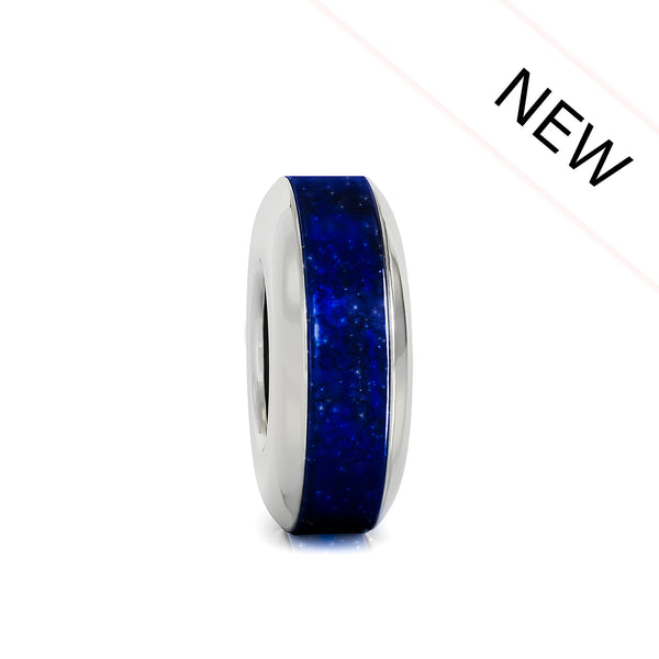 Band Spacer Luxe Color™ Enamel Bead Charm - Metallic Blue Sparkle
