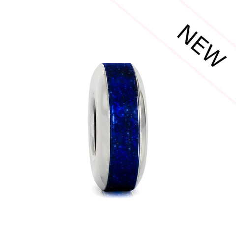 Band Spacer Luxe Color™ Enamel Bead Charm - Metallic Blue Sparkle